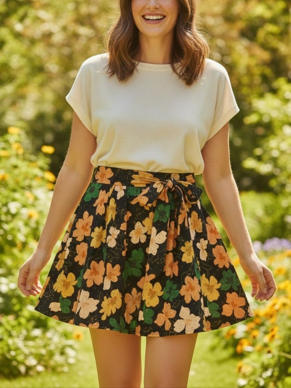 Who What Wear A-Line Skirt with Bold Floral Print